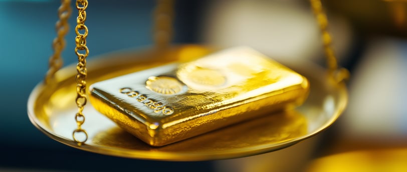gold bar on precision scale