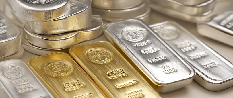 gold bars and silver bars