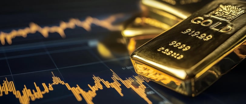 gold bars on an investing chart for futures trading