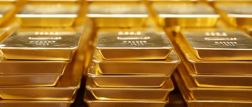 high quality shiny gold bullion bars in stacks