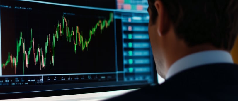 investor looking at candlestick charts and using margin