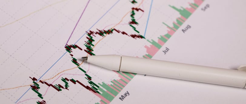 market candlesticks and charts