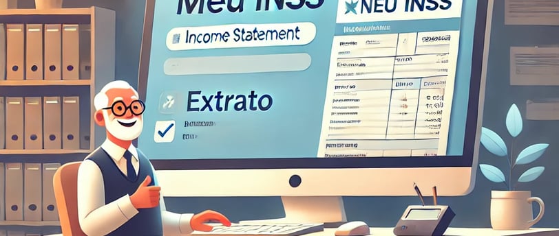 um senhor sentado a uma mesa observando seu extrato do imposto de renda no computador.