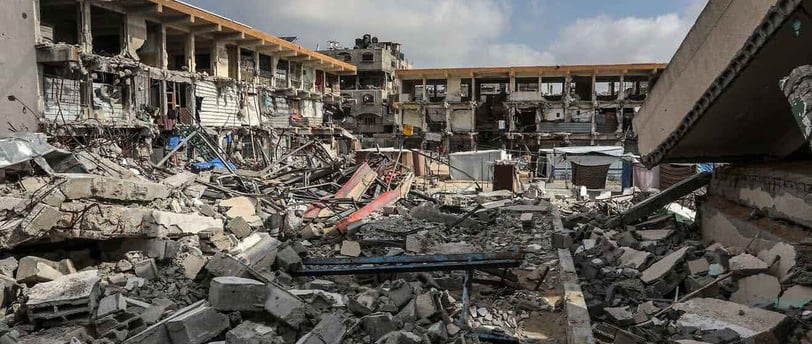 destroyed school  in Gaza