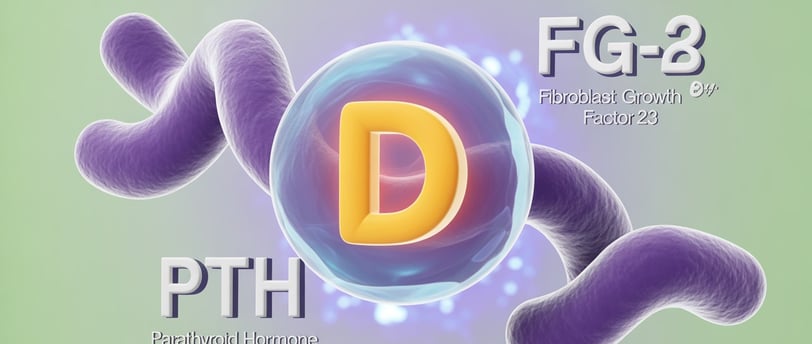 Junção de uma molécula em 3D com PTH, FGF-23 e Vitamina D