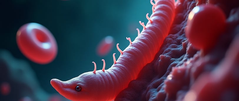 parasita intestinal com hemácias envolta