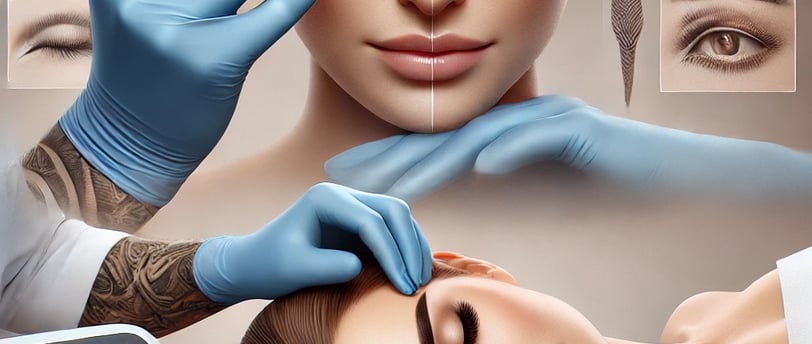 Imagen por IA de una mujer recibiendo un tratamiento de cejas