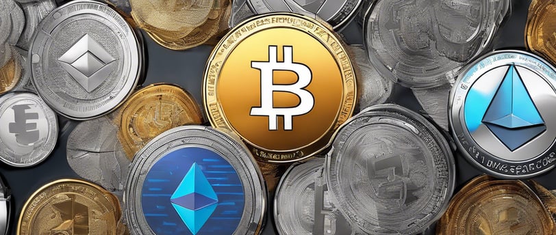 a pile of gold bitcoins sitting on top of each other