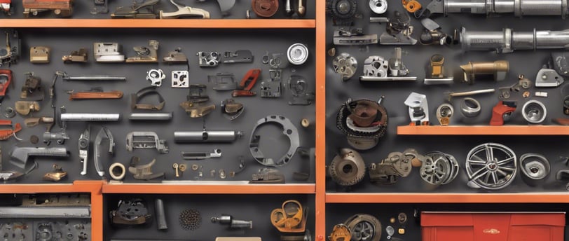 rolling stock parts on a shelf