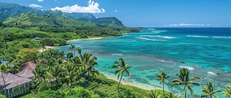 Vue panoramique sur Hawaii par beau temps