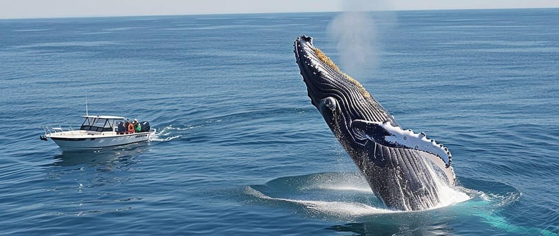 Baleine sautant près d'un bateau dans les eaux d'Hawaii