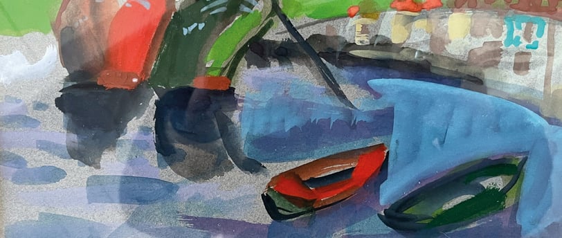 Peinture de bateaux au port par Didier Poiraud