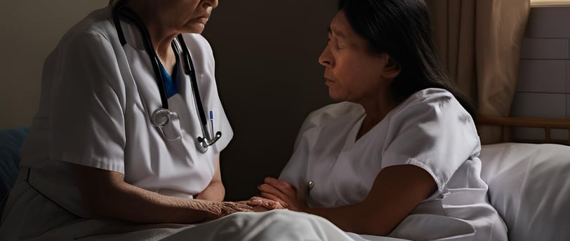 a nurse and a patient in a hospital bed