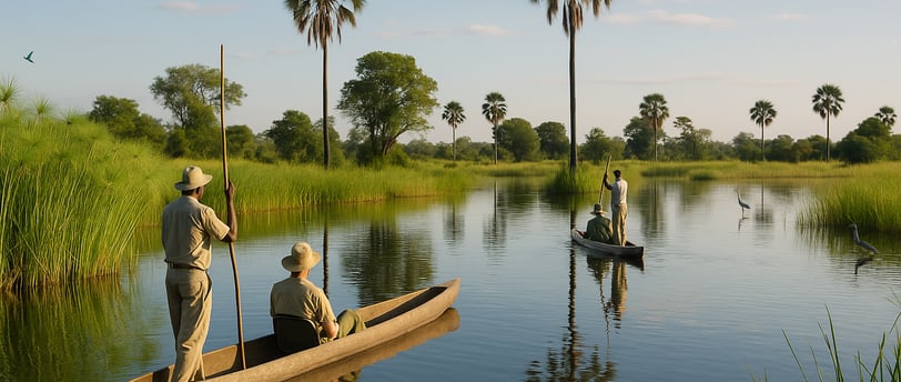 vibrant scene of Botswana’s Okavango Delta during the green season in January