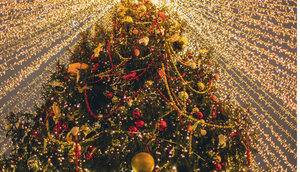 decorative Christmas tree with lights