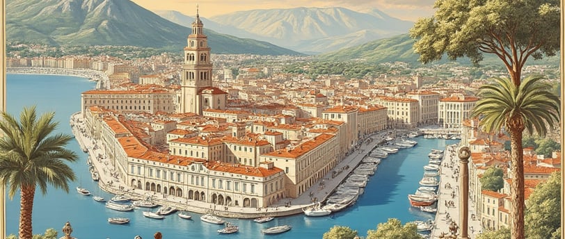 a painting of a cityscape of a city
