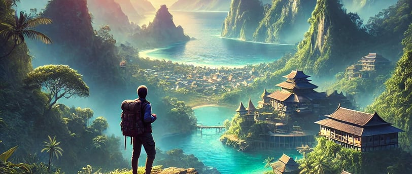 A imagem retrata uma paisagem deslumbrante de um destino exótico e pouco conhecido.