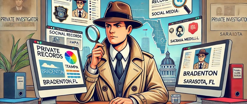 a man in a hat and coat with a magnifying magnifying mag