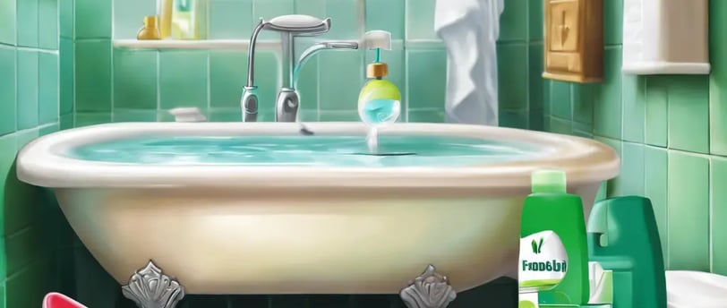 ванная комната с антисептическими гигиеническими препаратами от ногтевого грибка