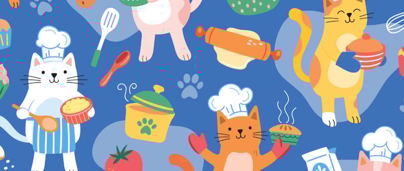 Cooking cats childrens print pattern