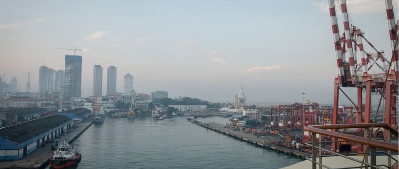 Vista do Porto de Colombo, Sri Lanka.