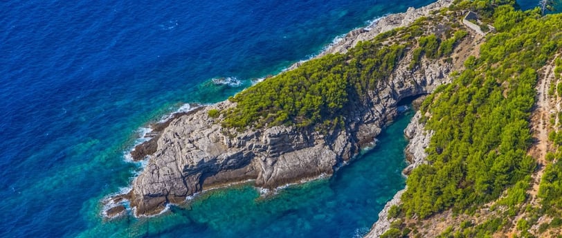 Vista aeréa Ilhas Elaphiti em Dubrovnik.