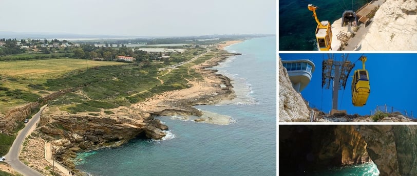 Vista do parque Rosh Hanikra em Israel.