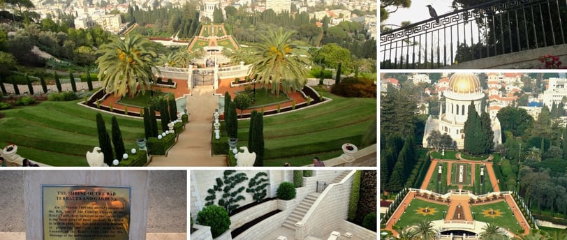 Fotos da autora visitando o shrine de Bab em Haifa.