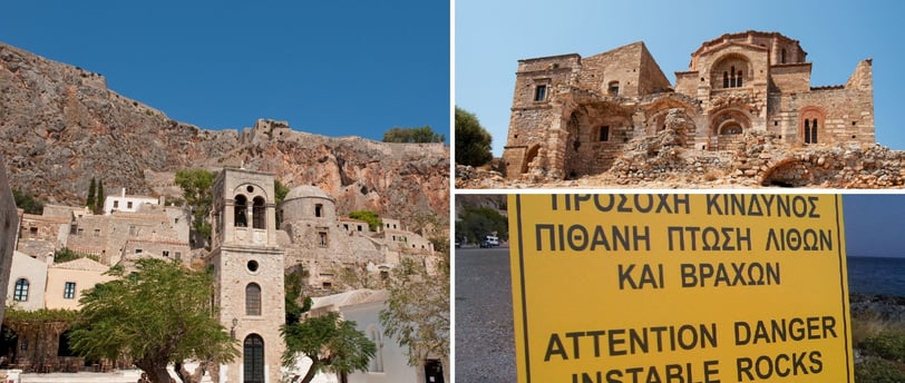 Vista da cidade antiga de Monemvasia.