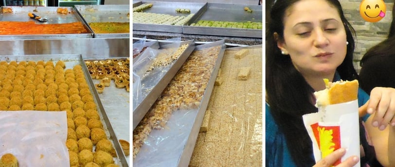 Autora experimentando a comida local em Nazaré, momento de descoberta e sabor.
