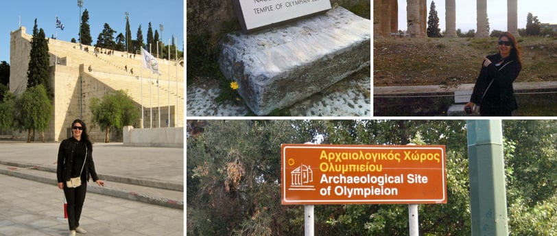 Várias fotos da autoa visitando atrações em Atenas.
