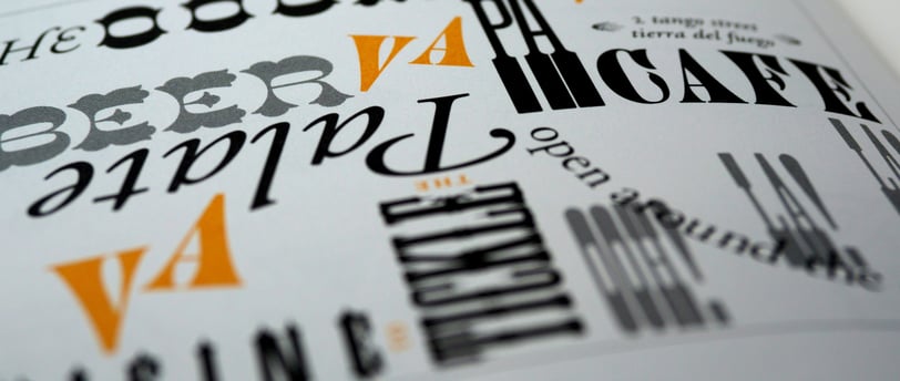 a book opened to show a book with type on it