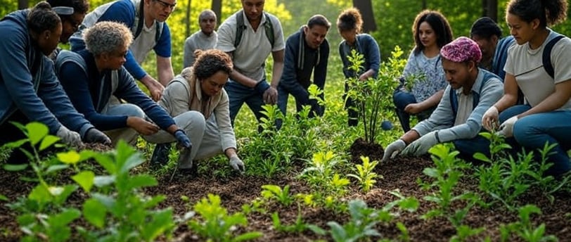 Travelers participating in a local ecological project.