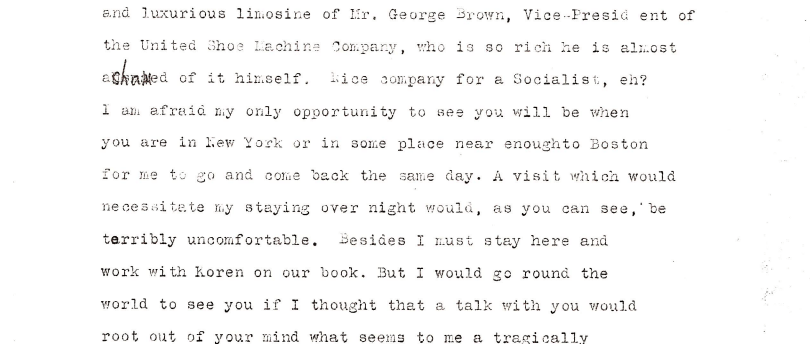 Letter from John Macy to Helen Keller regarding Peter Fagan