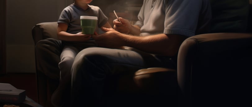 Papa e hijo compartiendo todo