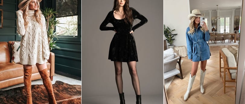 20 Ideas de outfits con vestidos y botas