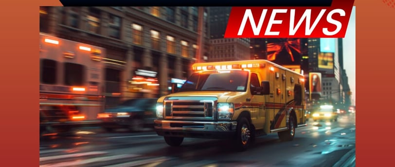An ambulance going for a smoky restaurant in new york city