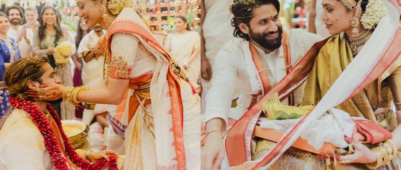 Sobhita Dhulipala Looks Stunning In A White And Red Saree