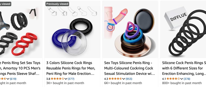 Cock Rings sold on Amazon