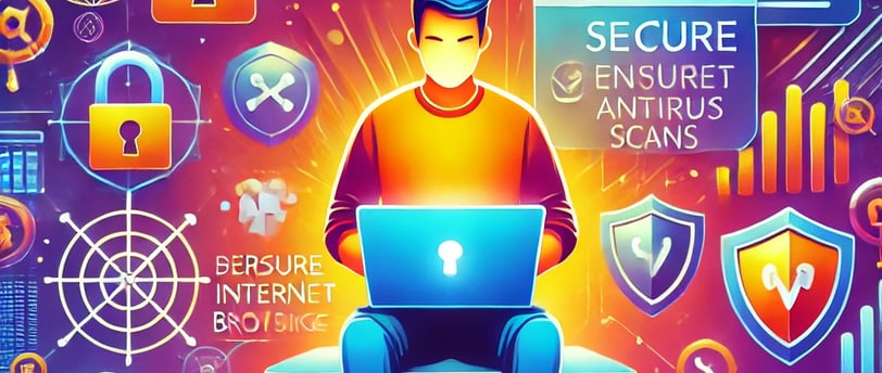 mostra uma pessoa acessando a internet de forma segura