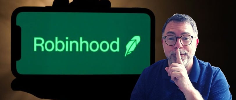 Robinhood investing green white logo with old white man