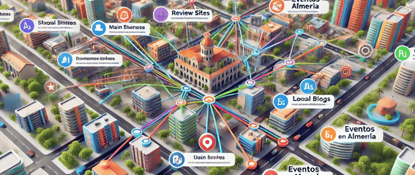 Gráfico que ilustra cómo los backlinks locales benefician al SEO de un negocio en Almería.