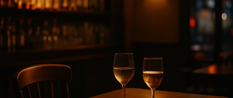 une chaise, une table, deux verres, une rencontre