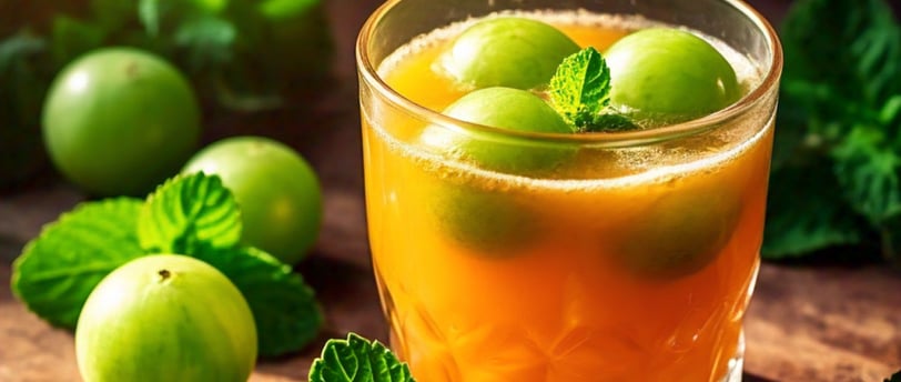  Image showing  Amla Juice and Amla (Indian Gooseberry)