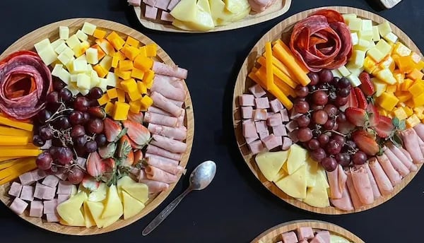 a variety of food items on a table