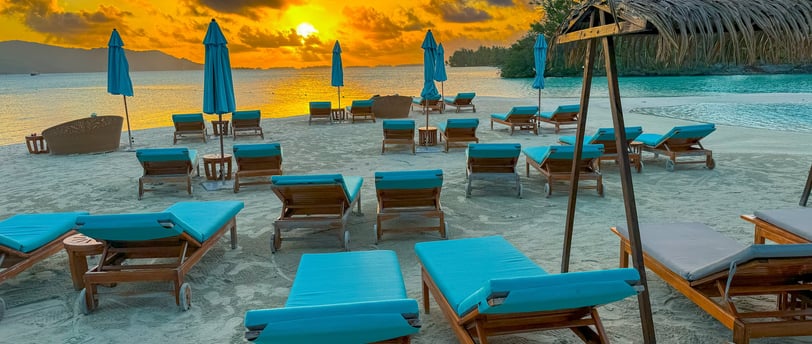 watching the sunset in Bora Bora