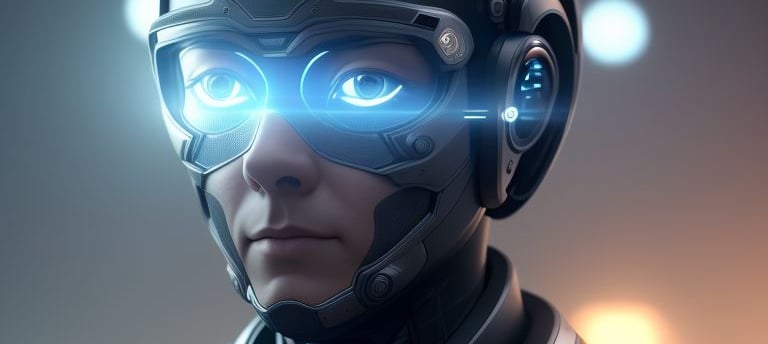 An robot with light in eyes.