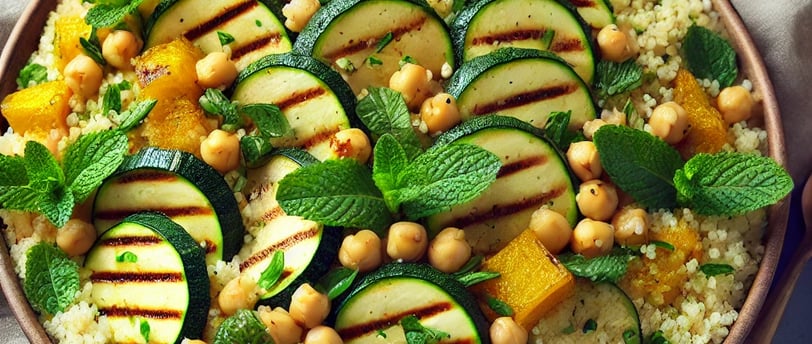 Couscous Salad with Zucchini, Chickpeas, and Fresh Mint