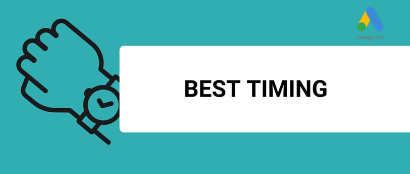 a banner with a title that says best timing and a google ads logo