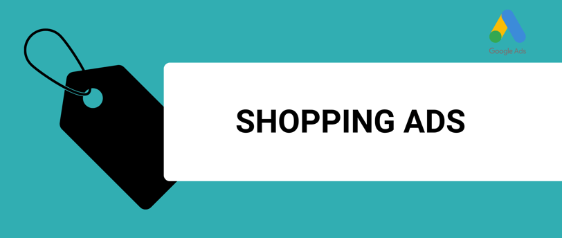 a banner with a title shopping ads and a google ads logo